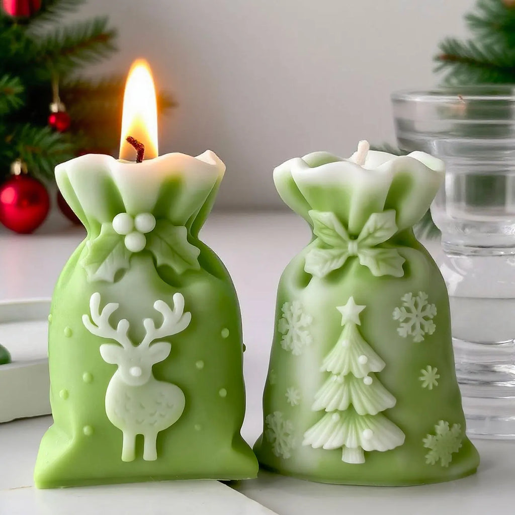 Silicone Candle Mold – Christmas Gift Bag – Reindeer Design - Christmas Tree Design