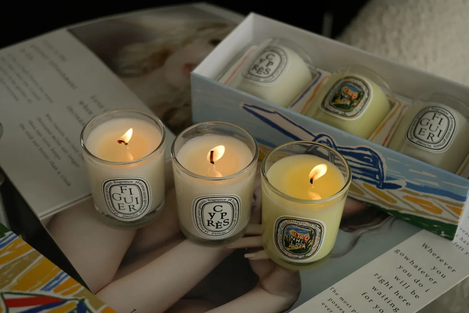 Diptyque Candle Trio 70 g – Figuier • Cyprès • Citronnelle