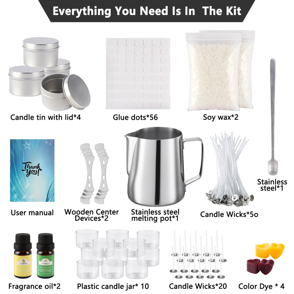 DIY Candle Making Kit – Complete Starter Set with Soy Wax, Oils & Tools