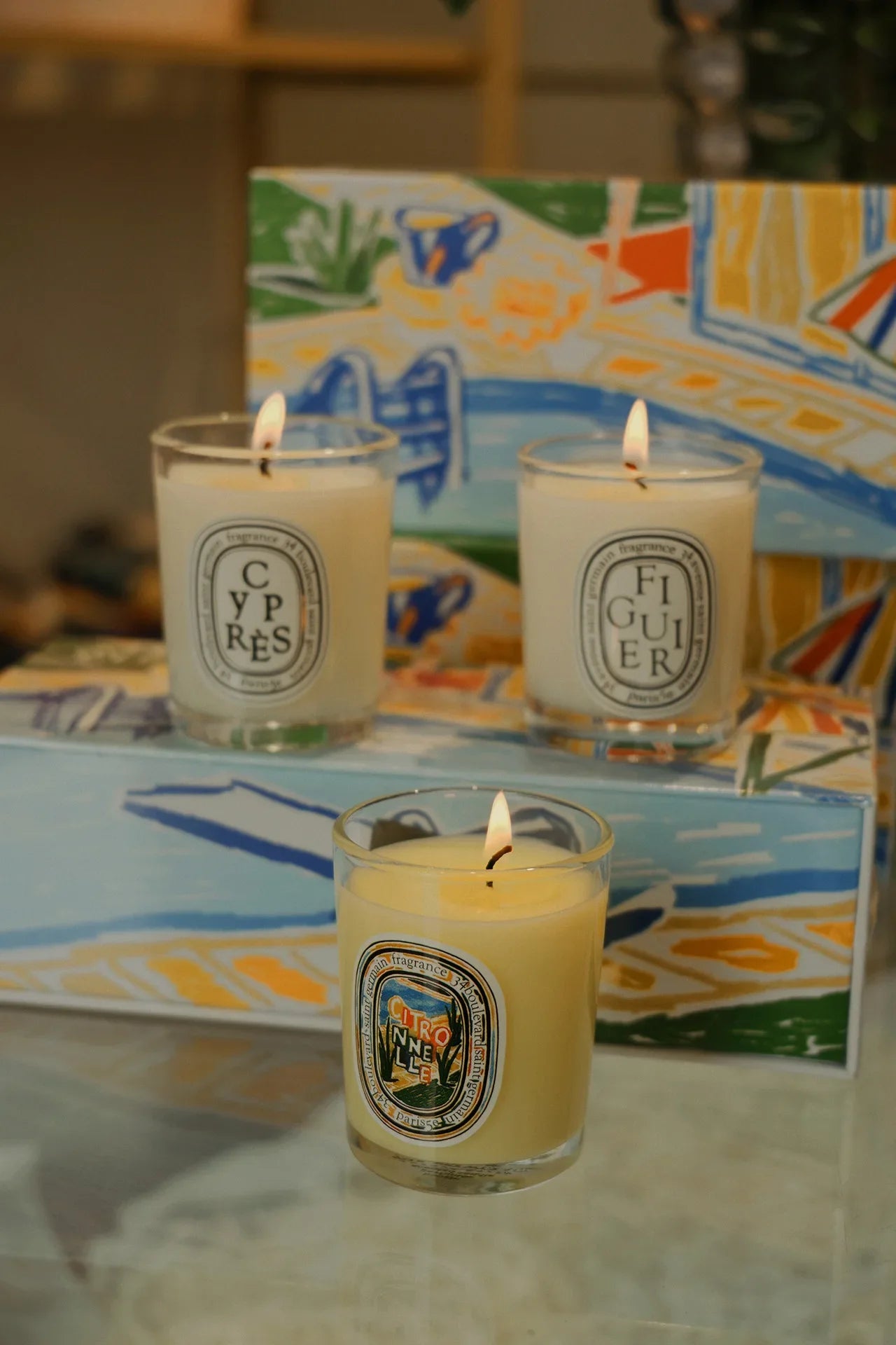 Diptyque Candle Trio 70 g – Figuier • Cyprès • Citronnelle