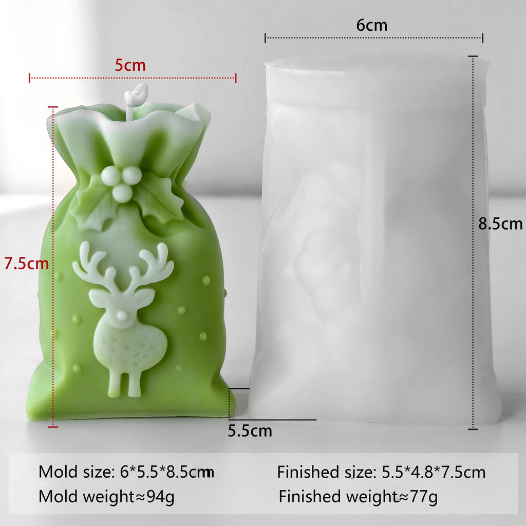 Silicone Candle Mold – Christmas Gift Bag – Reindeer Design - Christmas Tree Design