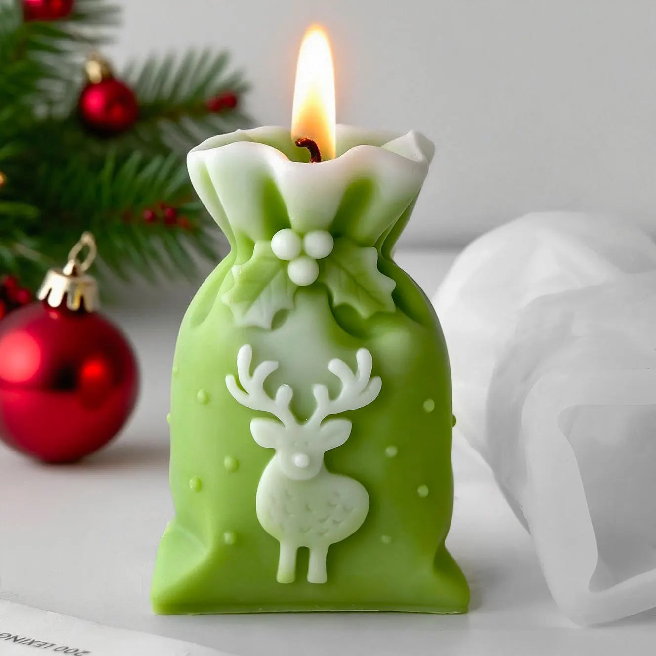 Silicone Candle Mold – Christmas Gift Bag – Reindeer Design - Christmas Tree Design